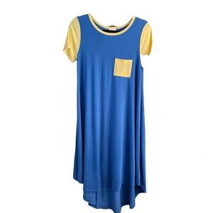 NWT LuLaRoe Carly swing dress, blue/yellow size XS